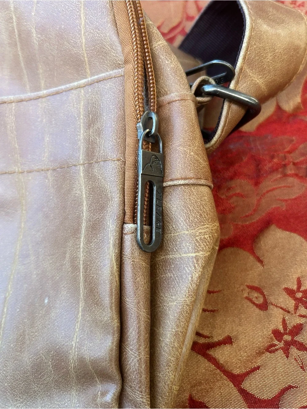 X-Large (the brand) tan leather messenger tote bag with strap